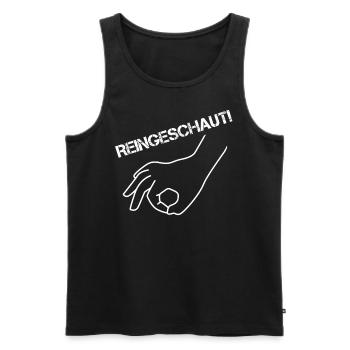reingeschaut Hand Finger Spiel lustig Männer Frau - Männer Premium Bio Tank Top - Schwarz - Vorne - Michal (187cm)
