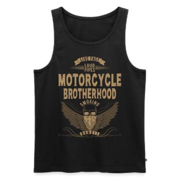 MOTORCYCLE BROTHERHOOD - Männer Premium Bio Tank Top - Schwarz - Vorne - Michal (187cm)