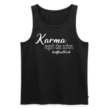 Karma regelt das schon Hoffentlich Schicksal - Männer Premium Bio Tank Top - Schwarz - Vorne - Michal (187cm)