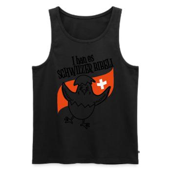 Küken mit Schweizer Flagge für Hühnerzüchter! - Männer Premium Bio Tank Top - Schwarz - Vorne - Michal (187cm)