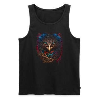 Adler | Eagle’s Head | Eagle | Effet 3D - Débardeur bio Premium Homme - noir - Devant - AI Model Male 178 light (178cm)