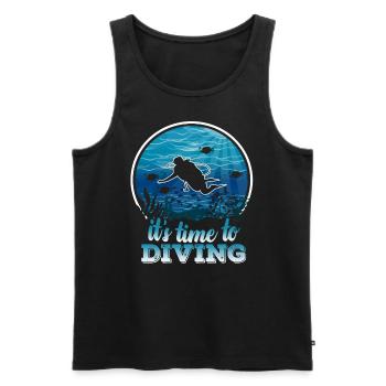 C’est l’heure de la plongée - T-shirt Plongée sous-marine - Débardeur bio Premium Homme - noir - Devant - AI Model Male 178 light (178cm)