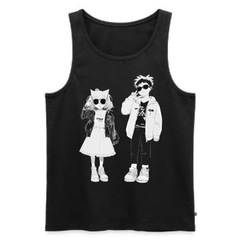 Japanische Coolness in Schwarz-Weiß - Männer Premium Bio Tank Top - Schwarz - Vorne - Michal (187cm)