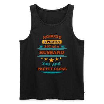 Nobody is perfect retro Husband - Männer Premium Bio Tank Top - Schwarz - Vorne - AI Model Male 178 light (178cm)