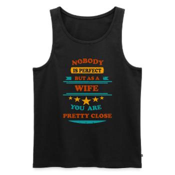 Personne n’est parfait rétro Wife - Débardeur bio Premium Homme - noir - Devant - AI Model Male 178 light (178cm)
