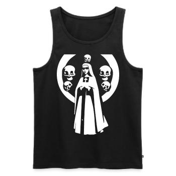 Sinister Style Meets Bold Design in Horror Nun, O - Men's Premium Organic Tank Top - black - Front - AI Model Male 178 light (178cm)