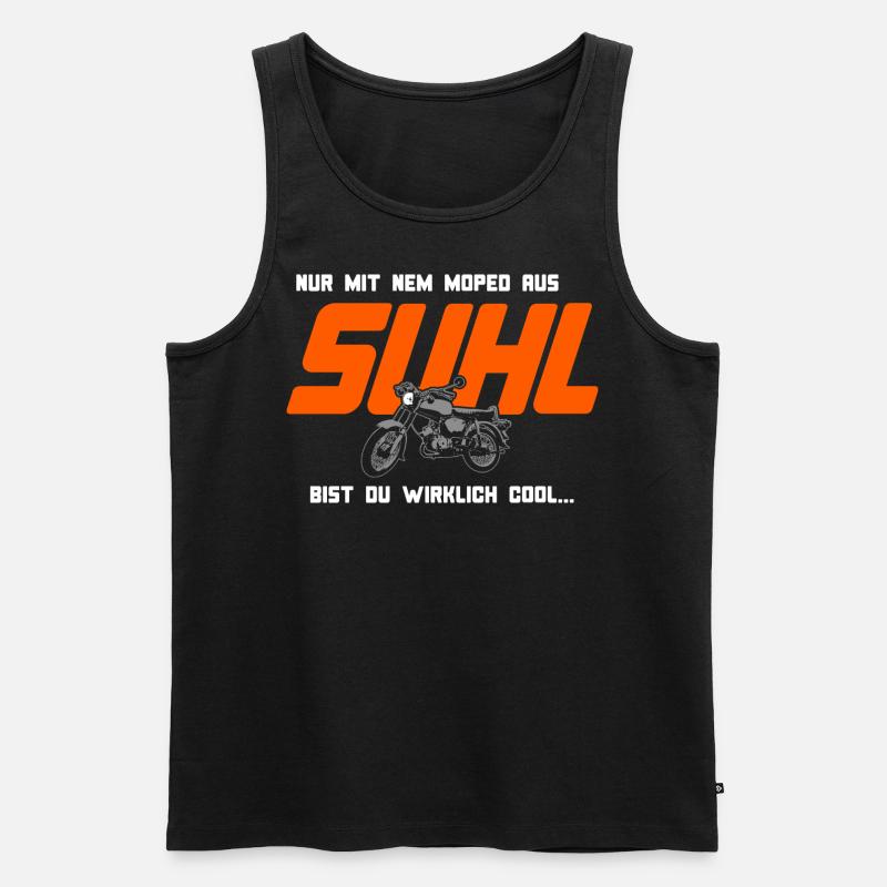 Nur mit nem Moped aus Suhl bist du wirklich cool - Männer Premium Bio Tank Top - Schwarz