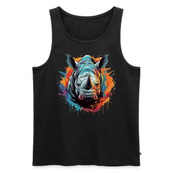 Party Rhinoceros - Men's Premium Organic Tank Top - black - Front - Michal (187cm)