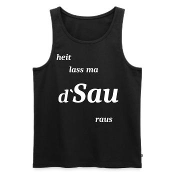 Bayern Party Vollgas Spruch - Männer Premium Bio Tank Top - Schwarz - Vorne - Michal (187cm)
