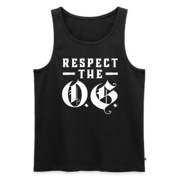 Respectez la calligraphie OG Original Gangsta - Débardeur bio Premium Homme - noir - Devant - Michal (187cm)