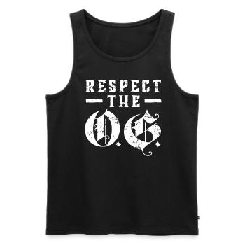 Respect The OG Original Gangsta Calligraphy - Männer Premium Bio Tank Top - Schwarz - Vorne - AI Model Male 178 light (178cm)