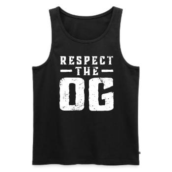 Respectez la calligraphie OG Original Gangsta - Débardeur bio Premium Homme - noir - Devant - Michal (187cm)