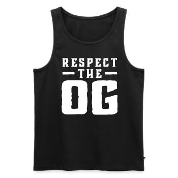 Respect The OG Original Gangsta Calligraphy - Männer Premium Bio Tank Top - Schwarz - Vorne - AI Model Male 178 light (178cm)