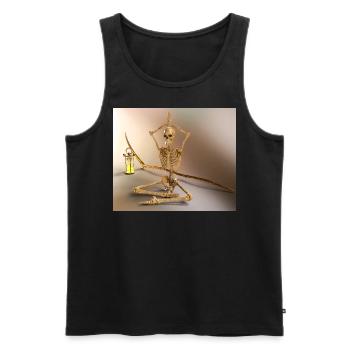 Yoga in the morning for the Grim Reaper - Men's Premium Organic Tank Top - black - Front - AI Model Male 178 light (178cm)