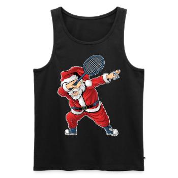Weihnachtsmann mit Badmintonschläger und Badminton - Männer Premium Bio Tank Top - Schwarz - Vorne - AI Model Male 178 light (178cm)