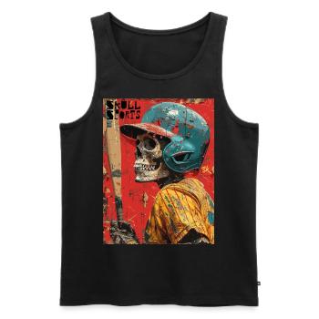 The American Baseball Skull - Skull, Totenkopf - Männer Premium Bio Tank Top - Schwarz - Vorne - Michal (187cm)