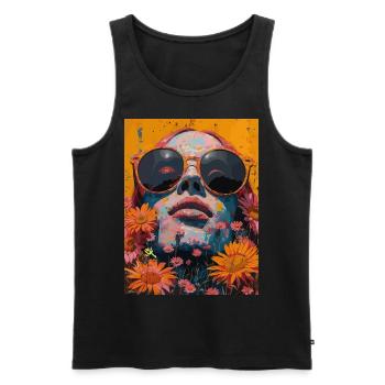 The Skull with Sunglasses - Skull, Totenkopf - Männer Premium Bio Tank Top - Schwarz - Vorne - Michal (187cm)