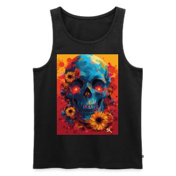 The Skull with Sunglasses - Skull, Totenkopf - Männer Premium Bio Tank Top - Schwarz - Vorne - AI Model Male 178 light (178cm)