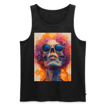 The Skull with Sunglasses - Skull, Totenkopf - Männer Premium Bio Tank Top - Schwarz - Vorne - AI Model Male 178 light (178cm)