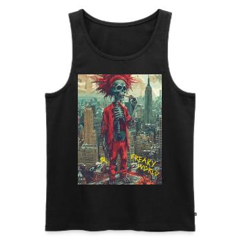 Freaky World - Skull, Totenkopf - Männer Premium Bio Tank Top - Schwarz - Vorne - AI Model Male 178 light (178cm)