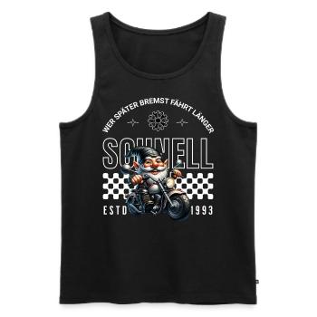Schnell Biker Motorrad Wichtel - Männer Premium Bio Tank Top - Schwarz - Vorne - AI Model Male 178 light (178cm)