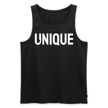 Unique - Men's Premium Organic Tank Top - black - Front - AI Model Male 178 light (178cm)