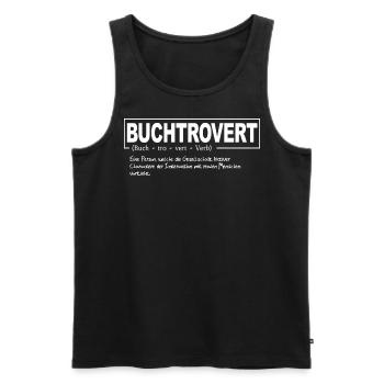 Buchtrovert - Männer Premium Bio Tank Top - Schwarz - Vorne - AI Model Male 178 light (178cm)