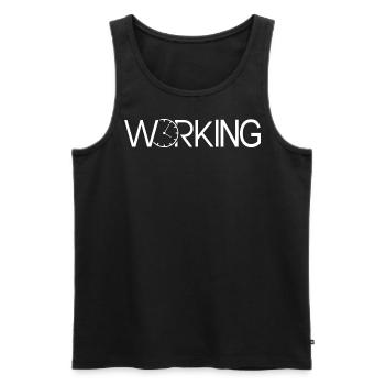 Working - Men's Premium Organic Tank Top - black - Front - AI Model Male 178 light (178cm)