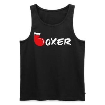Boxer - Männer Premium Bio Tank Top - Schwarz - Vorne - AI Model Male 178 light (178cm)