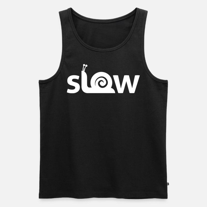 Slow - Langsam - Männer Premium Bio Tank Top - Schwarz