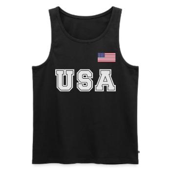 ÉQUIPE Bannière du drapeau américain des États-Unis sur la police - Débardeur bio Premium Homme - noir - Devant - Michal (187cm)