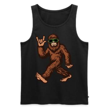 Bigfoot Sasquatch aime les lunettes de soleil rock and roll - Débardeur bio Premium Homme - noir - Devant - AI Model Male 178 light (178cm)