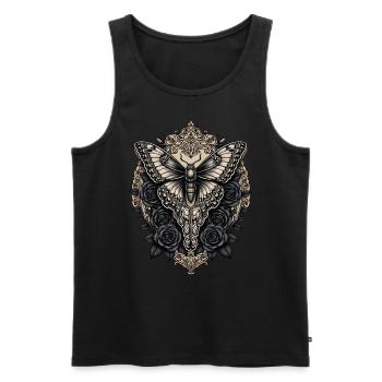 Moth with black roses - Men's Premium Organic Tank Top - black - Front - AI Model Male 178 light (178cm)