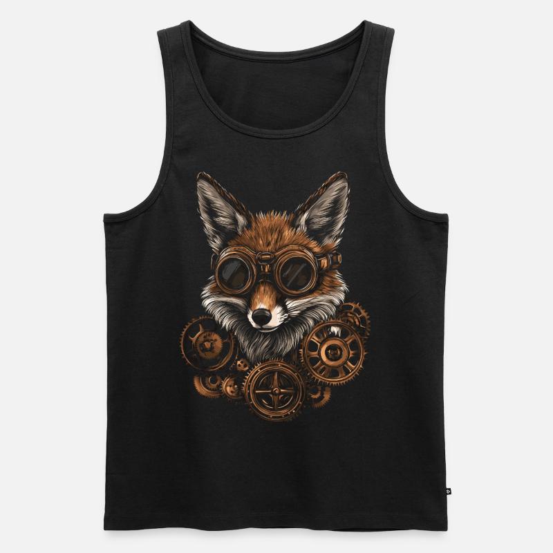 Fuchs Steampunk - Männer Premium Bio Tank Top - Schwarz