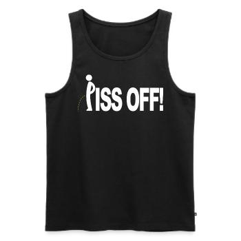 Piss Off - verpiss dich - Männer Premium Bio Tank Top - Schwarz - Vorne - AI Model Male 178 light (178cm)