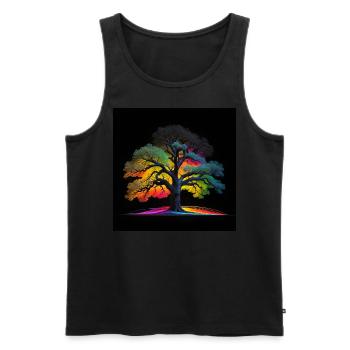 Baum in Leuchtfarben - Männer Premium Bio Tank Top - Schwarz - Vorne - AI Model Male 178 light (178cm)