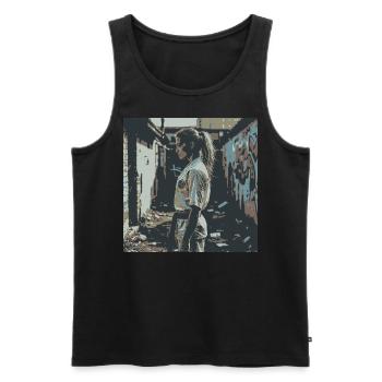 Focus - Streetfight - Men's Premium Organic Tank Top - black - Front - AI Model Male 178 light (178cm)