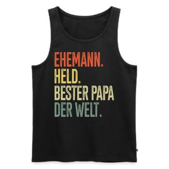 Ehemann Held bester Papa der Welt - Männer Premium Bio Tank Top - Schwarz - Vorne - Michal (187cm)