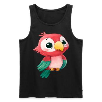 Perroquet Kawaii mignon - Conception d’oiseau de dessin animé coloré - Débardeur bio Premium Homme - noir - Devant - Michal (187cm)