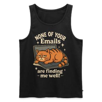Cat on Laptop Email Saying - Men's Premium Organic Tank Top - black - Front - AI Model Male 178 light (178cm)