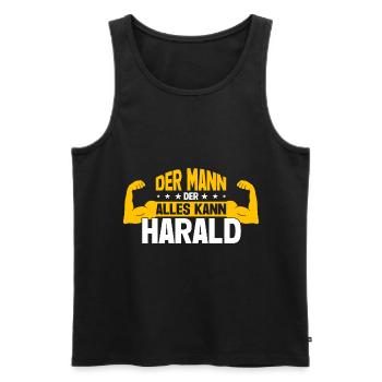 Harald Der Mann Der Alles Kann Vorname Harald - Männer Premium Bio Tank Top - Schwarz - Vorne - Michal (187cm)