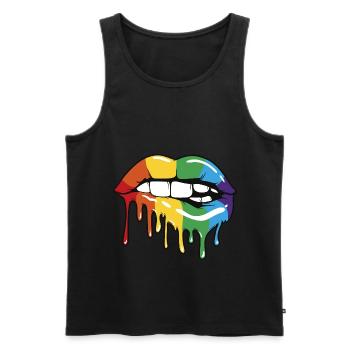 LGBT. Rainbow Lip. Pro Gay Pride Month LGBTQ - Men's Premium Organic Tank Top - black - Front - AI Model Male 178 light (178cm)