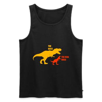 Dinosaures T-Rex de papa fils - Débardeur bio Premium Homme - noir - Devant - Michal (187cm)