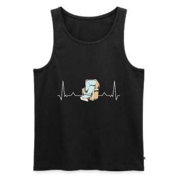 Herzschlag Strandkorb Nordsee Norddeutschland - Männer Premium Bio Tank Top - Schwarz - Vorne - AI Model Male 178 light (178cm)
