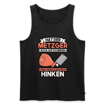 Hat der Metzger Bock auf Schinken Fleischer - Männer Premium Bio Tank Top - Schwarz - Vorne - Michal (187cm)