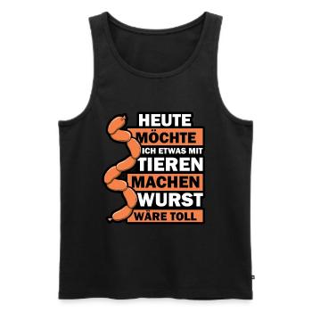 Heute möchte ich etwas mit tieren machen - Männer Premium Bio Tank Top - Schwarz - Vorne - Michal (187cm)