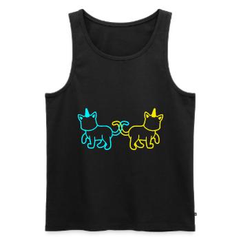Einhörner Katzen Retro Vintage 80er 90er Katze - Männer Premium Bio Tank Top - Schwarz - Vorne - Michal (187cm)