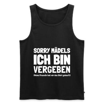 Ich bin vergeben Sorry Mädels - Mann Freund Paar - Männer Premium Bio Tank Top - Schwarz - Vorne - Michal (187cm)