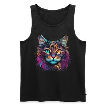 Tête de chat - Débardeur bio Premium Homme - noir - Devant - Michal (187cm)