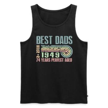 The best fathers were born in 1949, 74 years old, - Men's Premium Organic Tank Top - black - Front - AI Model Male 178 light (178cm)